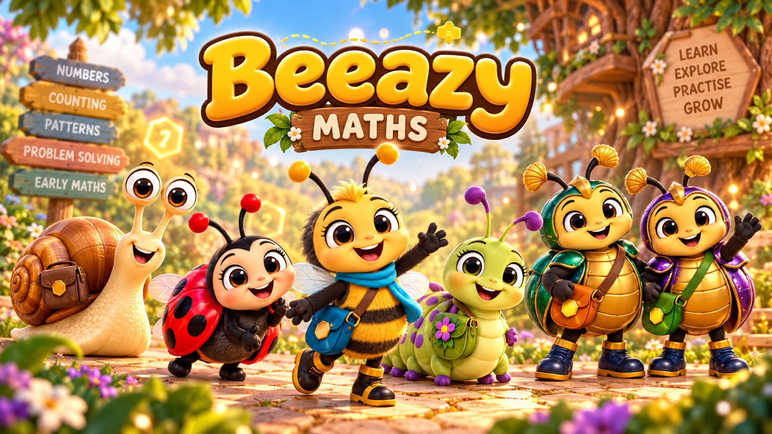 Beeazy Maths learning world and character cast