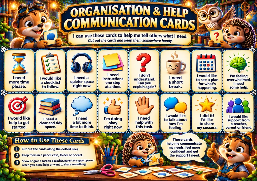 Organisation & Help Communication Cards